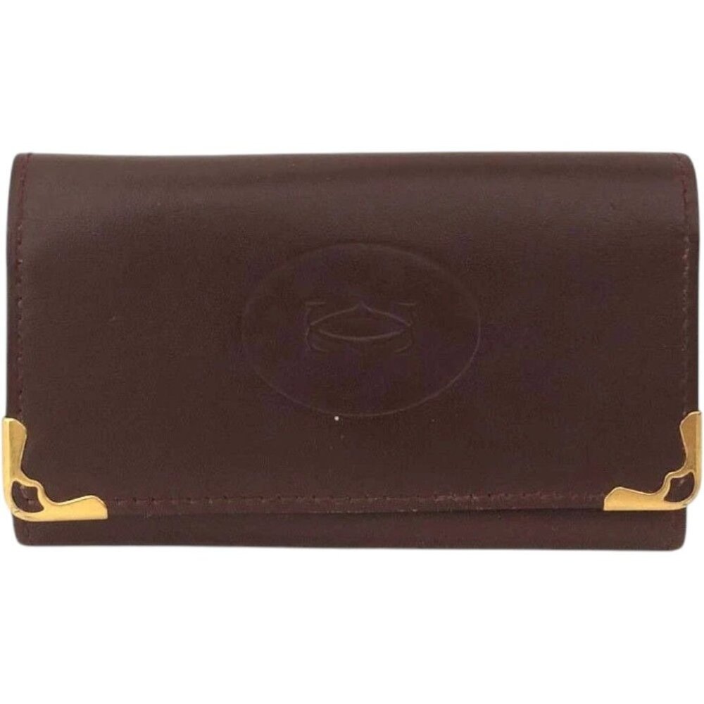 (L1) Must de Cartier Key Case 6 Ring Bordeaux Leather